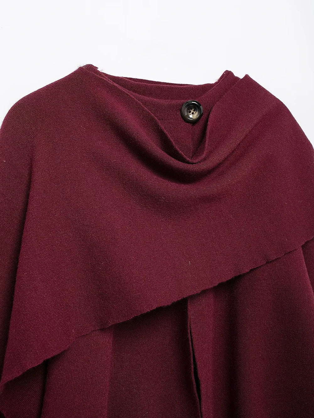 TRAF Women's Fashion Fall Winter Chic Knitted Asymmetric Jacket with Split Hem
