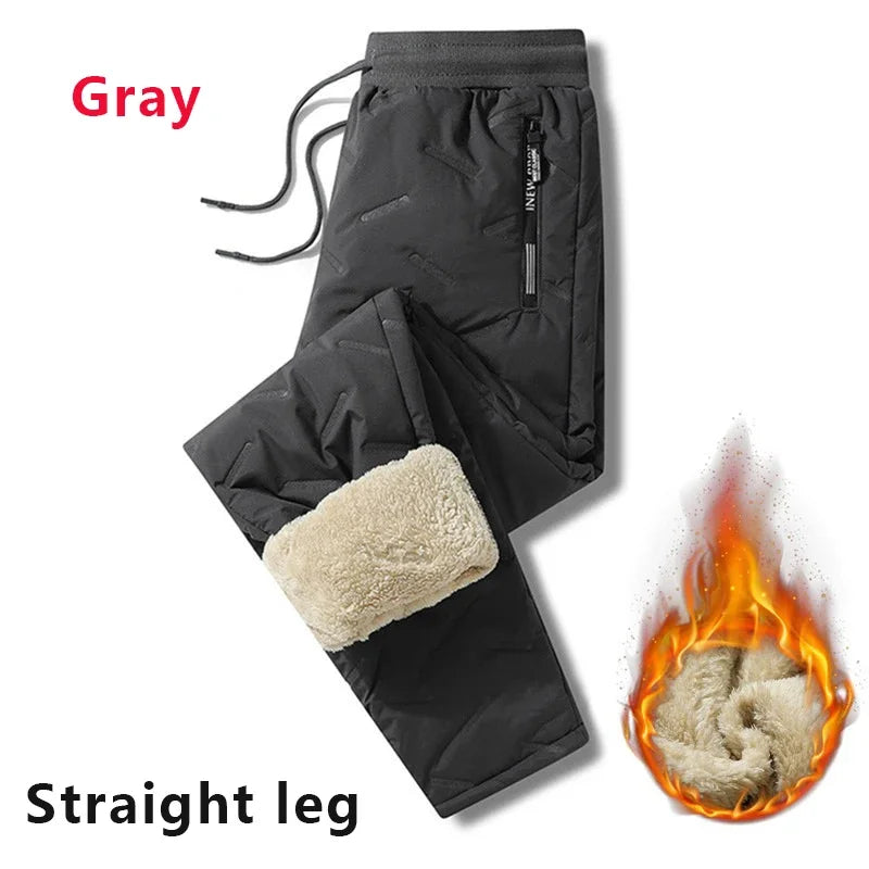 Winter Sweatwear Men Thick Fleece Sweatpants Lambswool Thermal Casual Waterproof Warm Cotton Trousers