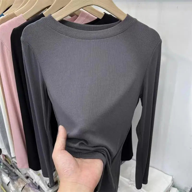 Autumn Women's Slim O-Neck Long Sleeve T-Shirt