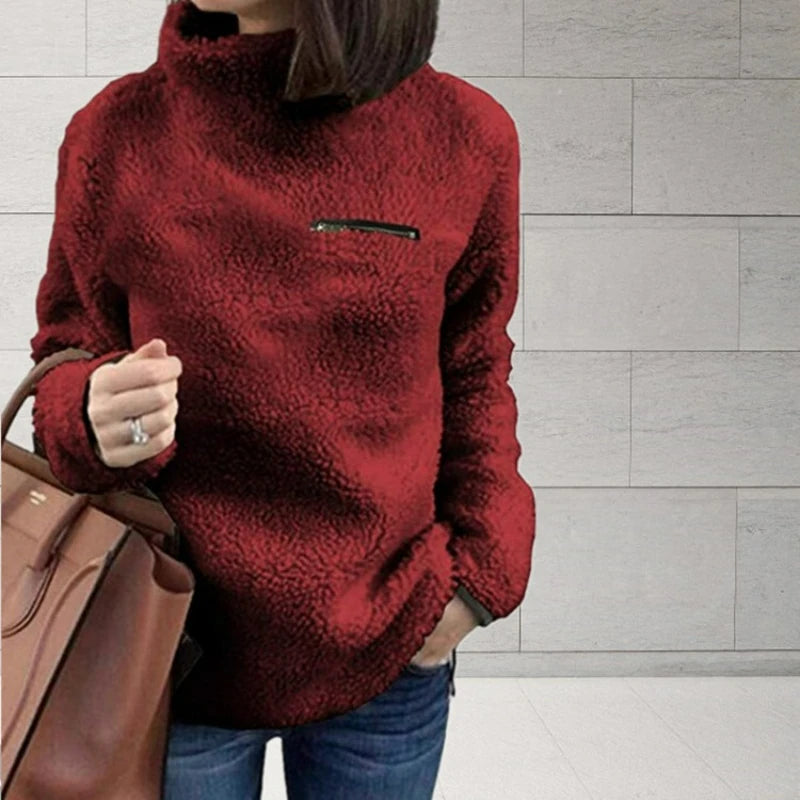 Winter Super Soft Solid Color Turtleneck Pullover Sweater for Women