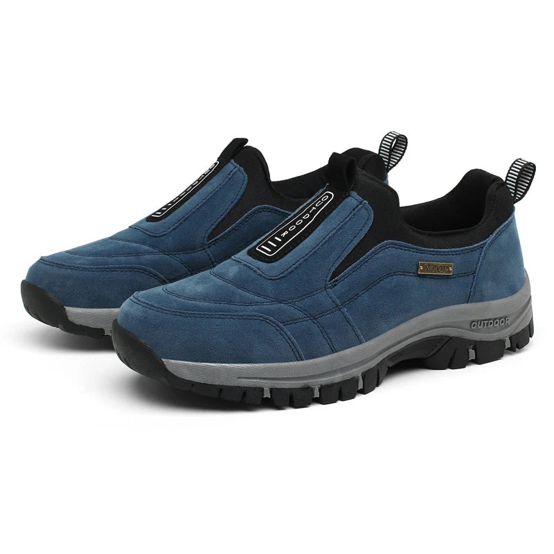 Outdoor Men's Casual Slip-On Sneakers – Breathable Suede Leather, Anti-Skid Walking Shoes