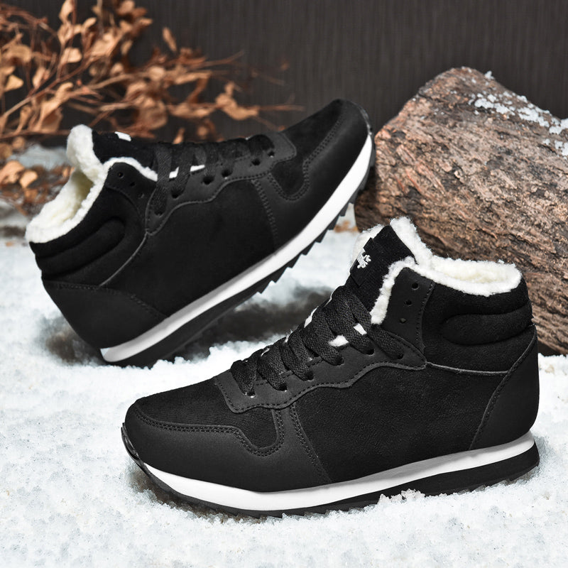 Winter Men Boots Casual Warm Ankle Shoes with Plush Fur, Comfortable Platform Snow Boots