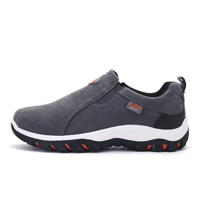 Men's Slip-On Hiking Shoes – Outdoor PU Leather Trekking Sneakers