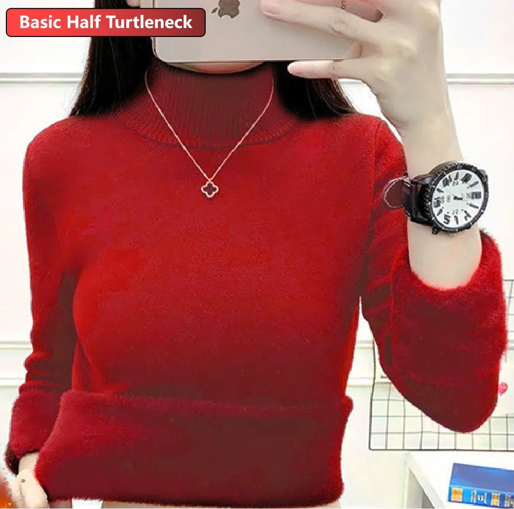 Elegant Turtleneck Winter Sweater for Women - Velvet Lined & Warm Pullover