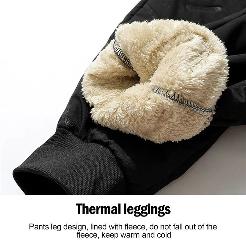 Winter Sweatwear Men Thick Fleece Sweatpants Lambswool Thermal Casual Waterproof Warm Cotton Trousers