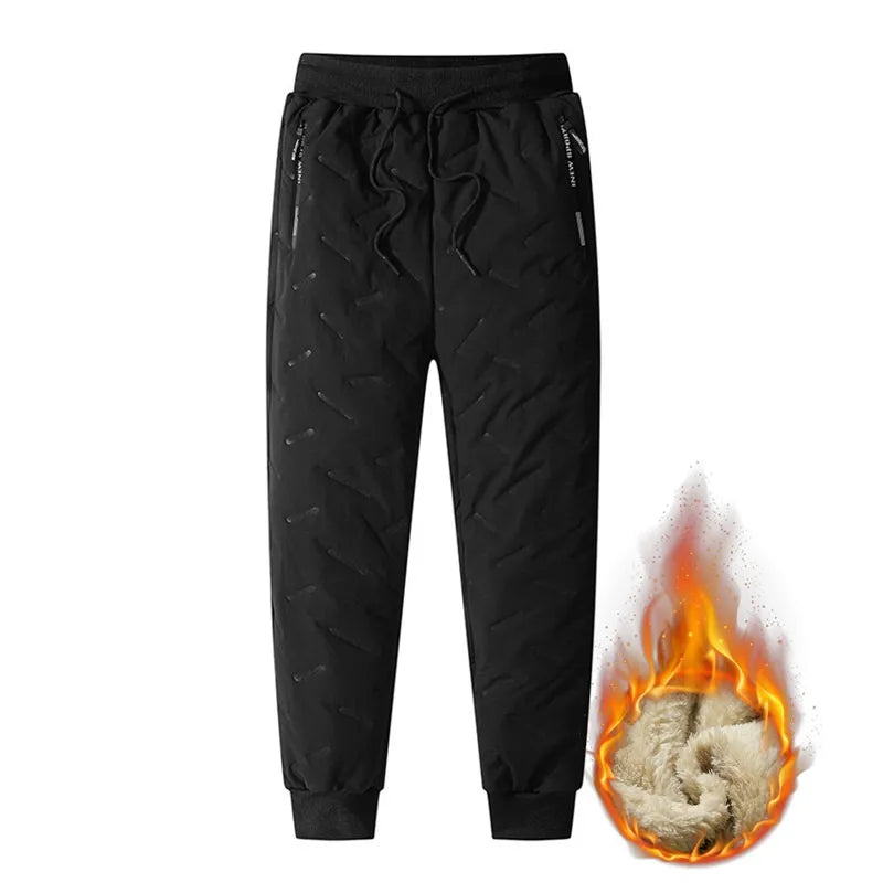 Winter Sweatwear Men Thick Fleece Sweatpants Lambswool Thermal Casual Waterproof Warm Cotton Trousers