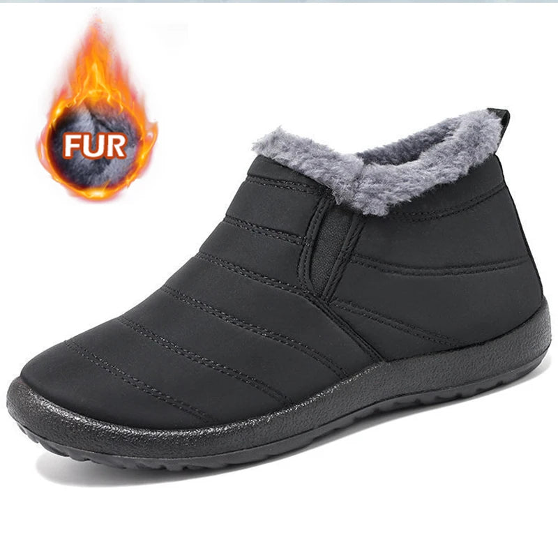 Men's Waterproof Winter Boots - Fur Lined Hiking Ankle Work Shoes