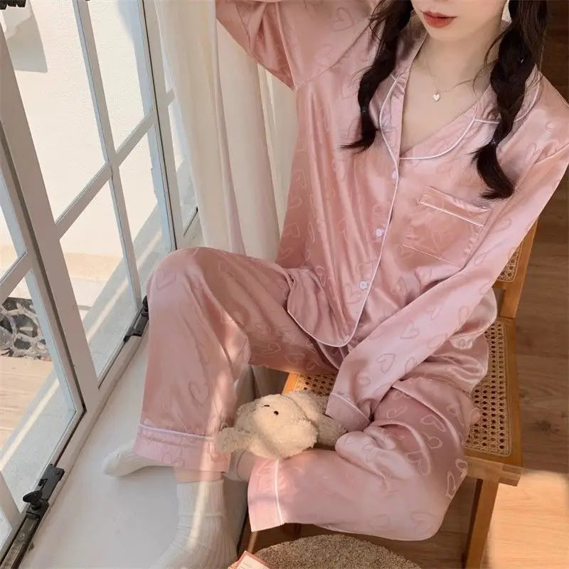 Ice Silk Lace Pajama Set