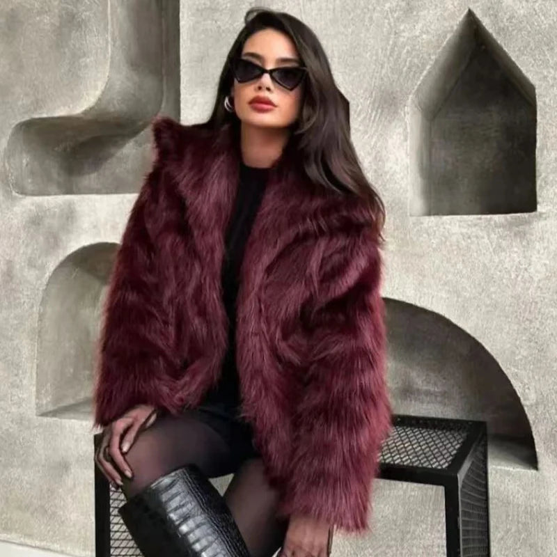 Women's Plush Fur Crop Jacket