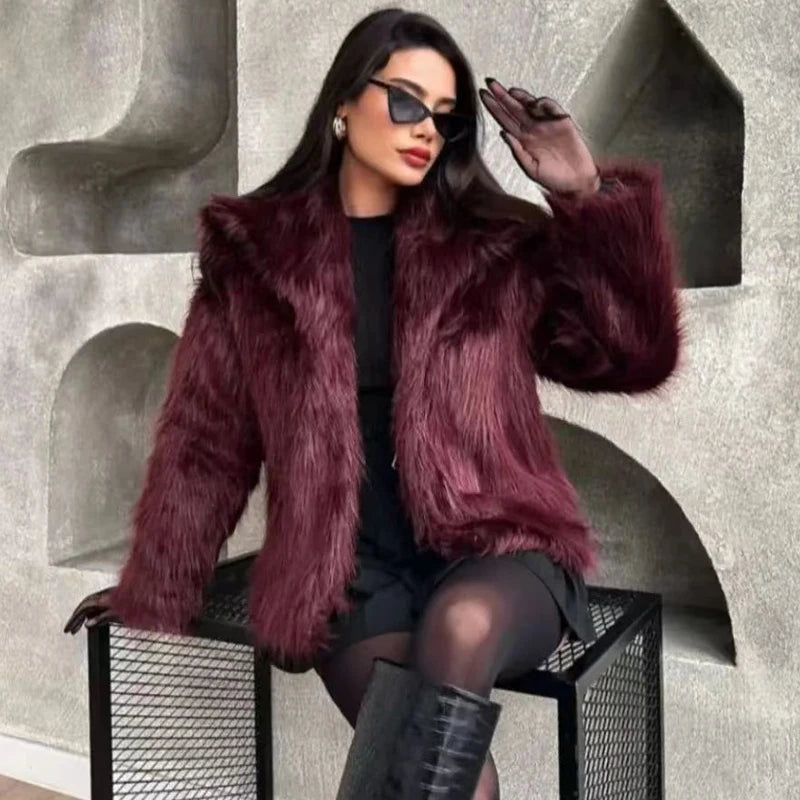 Women's Plush Fur Crop Jacket