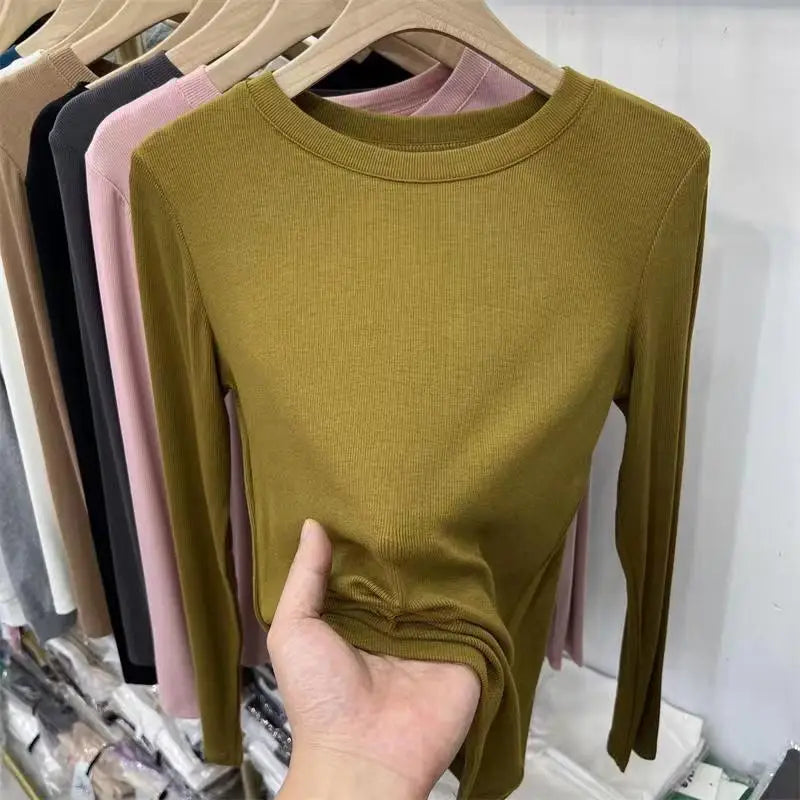 Autumn Women's Slim O-Neck Long Sleeve T-Shirt