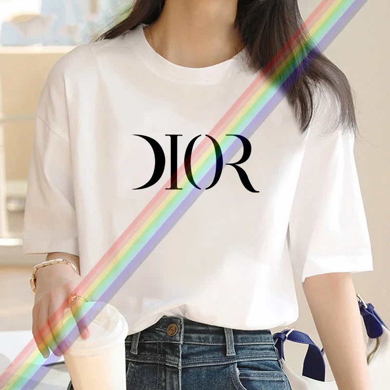 2025 New Summer Fashion Dr Printing Women's Luxury Harajuku T-Shirt – 100% Cotton O-Neck Short Sleeve Top