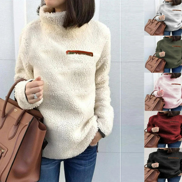 Winter Super Soft Solid Color Turtleneck Pullover Sweater for Women