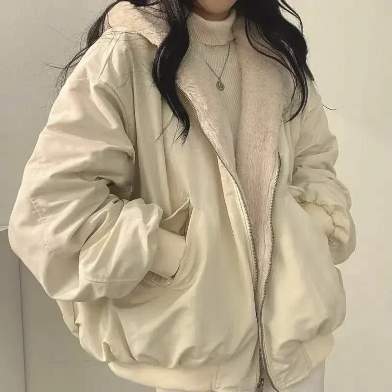 New Women's Thick Warm Parkas - Oversized Hooded Zip-Up Coat