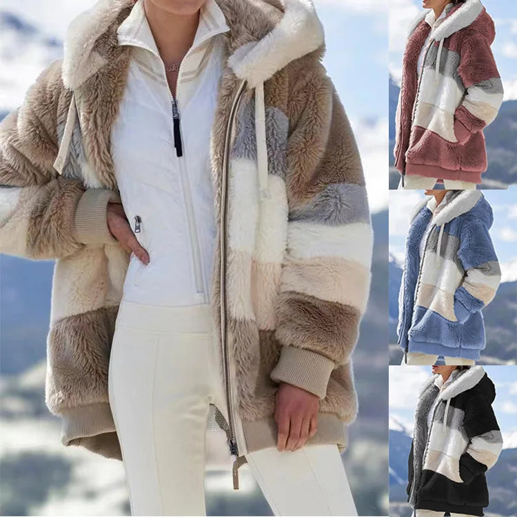 Oversized Hooded Jacket for Women - Autumn Winter Plush Coat 2023