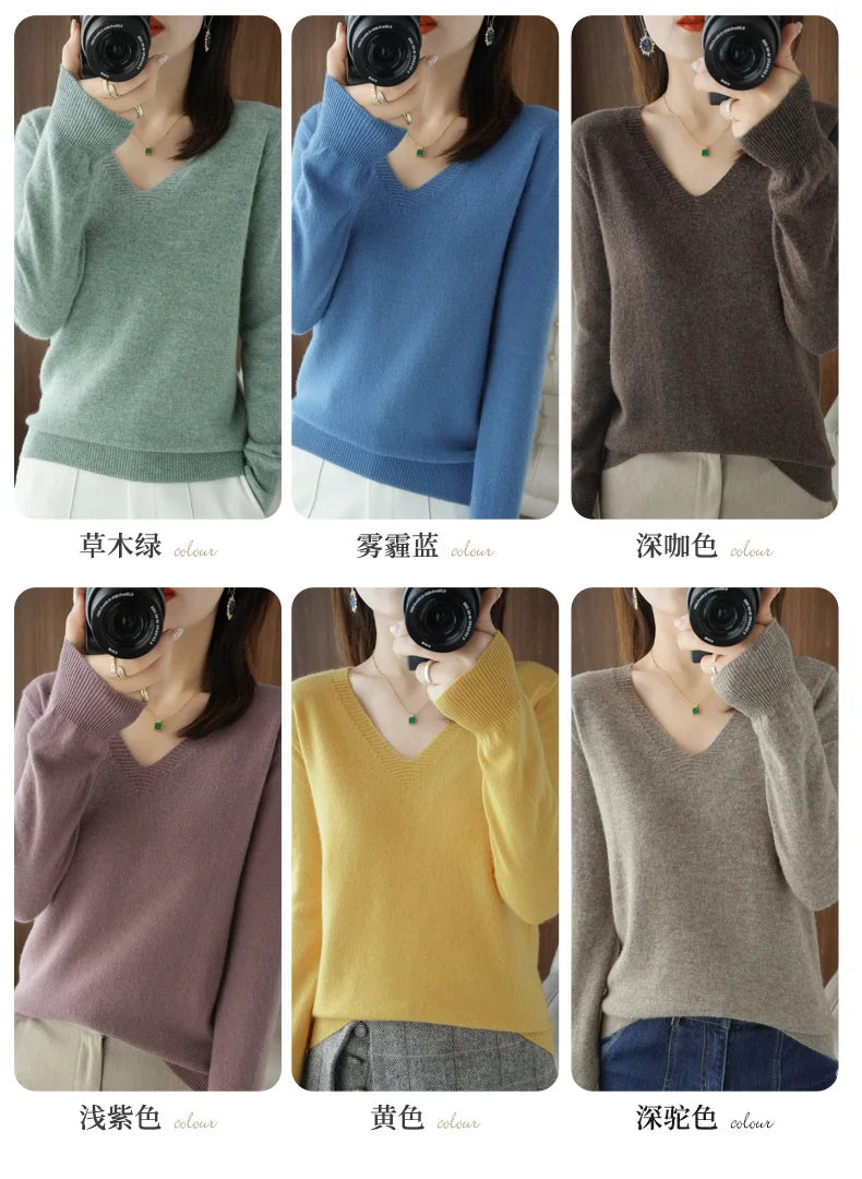 New Cashmere Women's V-neck Pullover Lace Hollow Out Sweater