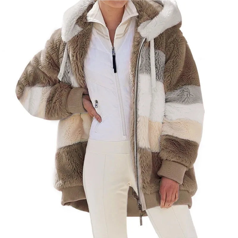 Oversized Hooded Jacket for Women - Autumn Winter Plush Coat 2023