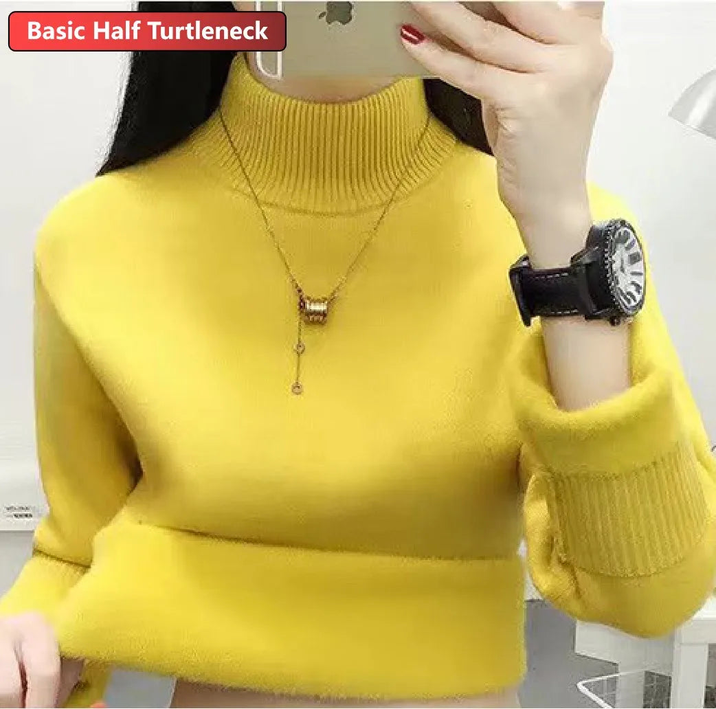 Elegant Turtleneck Winter Sweater for Women - Velvet Lined & Warm Pullover