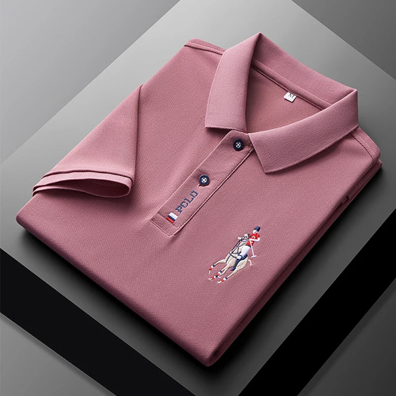 Men's Summer Embroidered Casual Polo Shirt - Short Sleeve Comfort