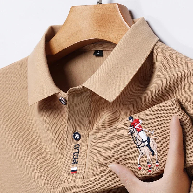 Men's Summer Embroidered Casual Polo Shirt - Short Sleeve Comfort