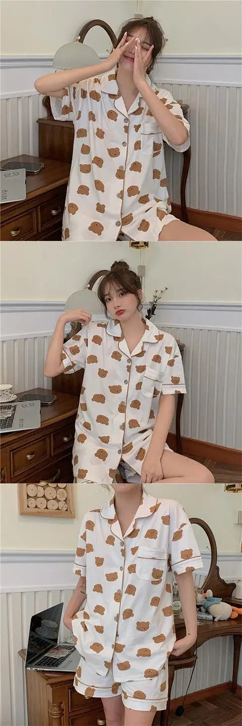 New Women Cartoon Sleepwear Pajamas – Short Pants & Short Sleeves Loungewear