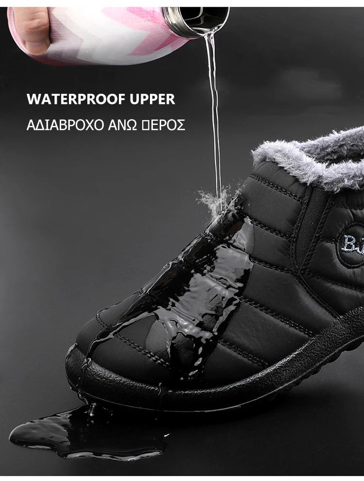 Men's Waterproof Winter Boots - Fur Lined Hiking Ankle Work Shoes