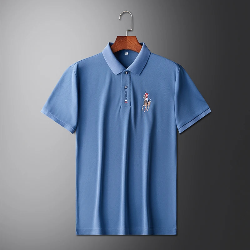 Men's Summer Embroidered Casual Polo Shirt - Short Sleeve Comfort