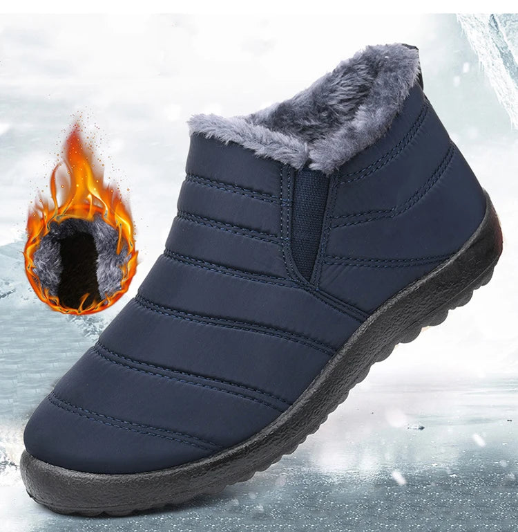 Men's Waterproof Winter Boots - Fur Lined Hiking Ankle Work Shoes