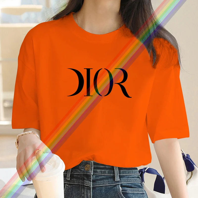 2025 New Summer Fashion Dr Printing Women's Luxury Harajuku T-Shirt – 100% Cotton O-Neck Short Sleeve Top