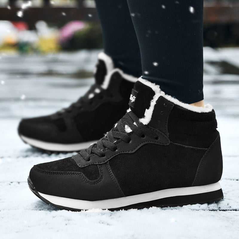 Winter Men Boots Casual Warm Ankle Shoes with Plush Fur, Comfortable Platform Snow Boots