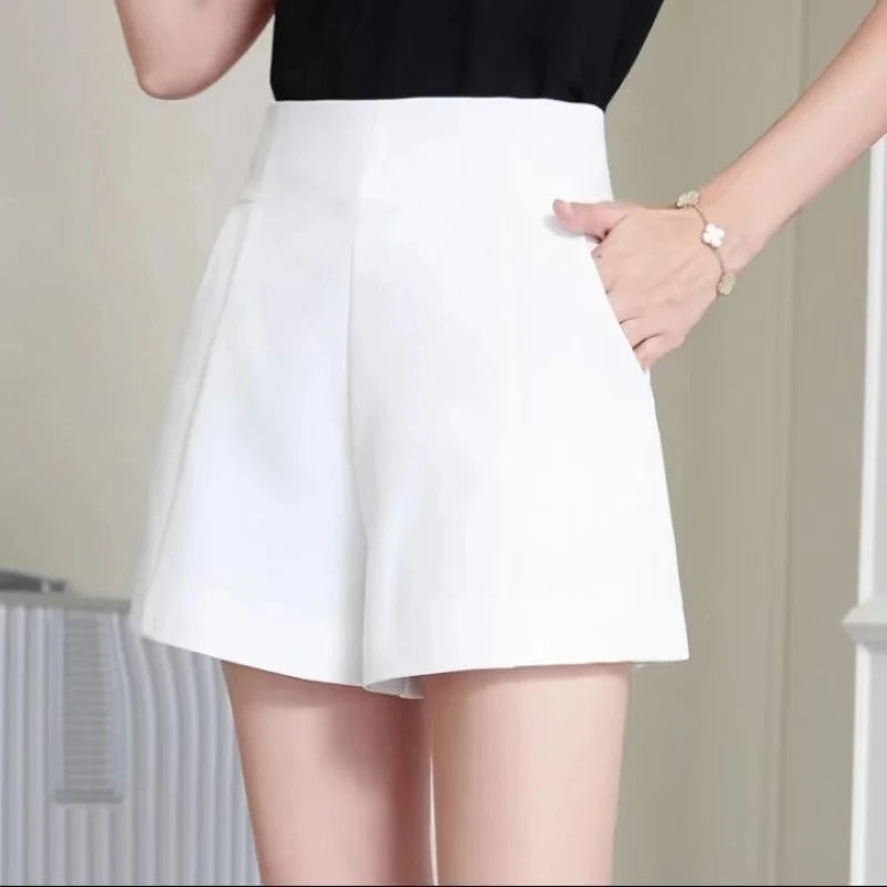 Women’s High Waist A-line Casual Shorts – Black & White Spring/Summer Chic