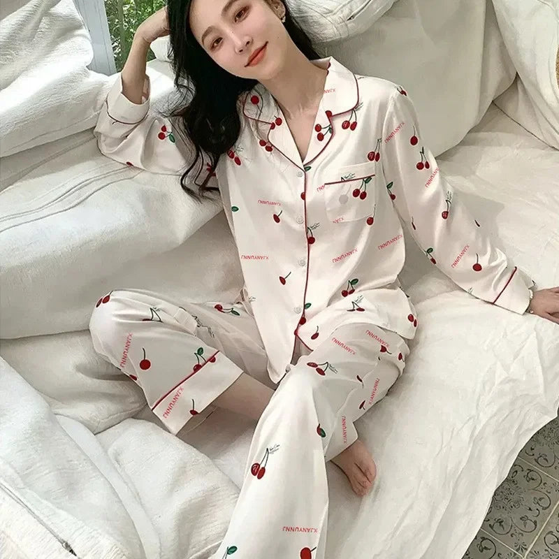 Ice Silk Lace Pajama Set