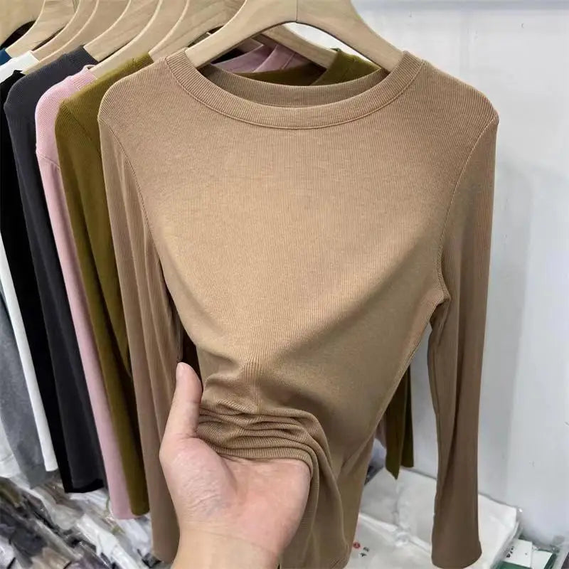 Autumn Women's Slim O-Neck Long Sleeve T-Shirt