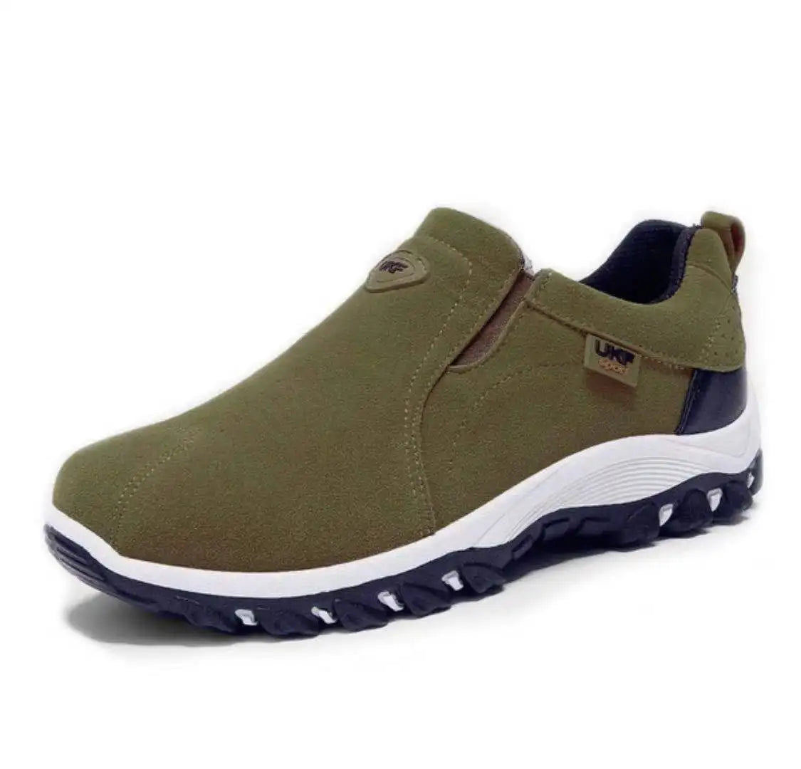 Men's Slip-On Hiking Shoes – Outdoor PU Leather Trekking Sneakers