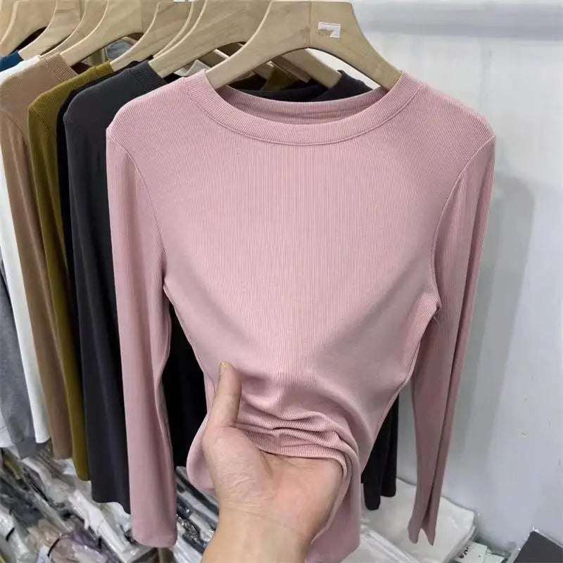 Autumn Women's Slim O-Neck Long Sleeve T-Shirt