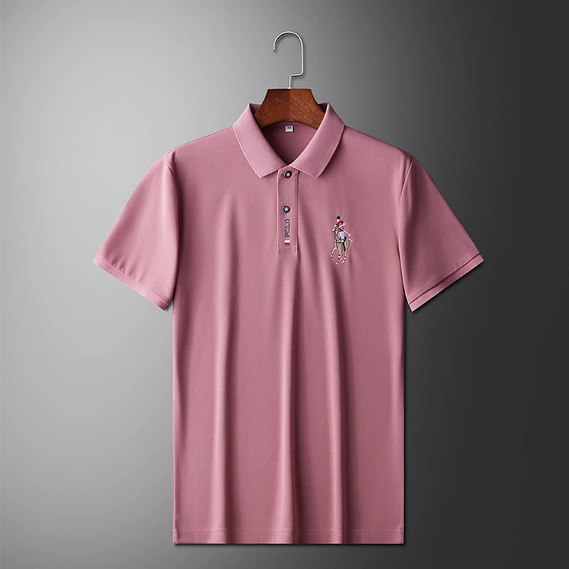 Men's Summer Embroidered Casual Polo Shirt - Short Sleeve Comfort