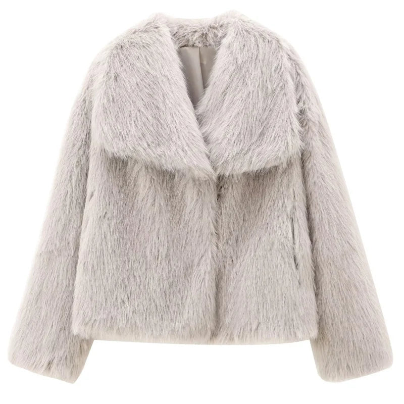 Women's Plush Fur Crop Jacket