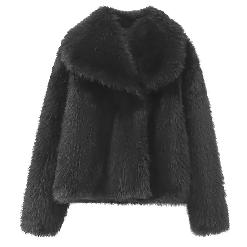 Women's Plush Fur Crop Jacket