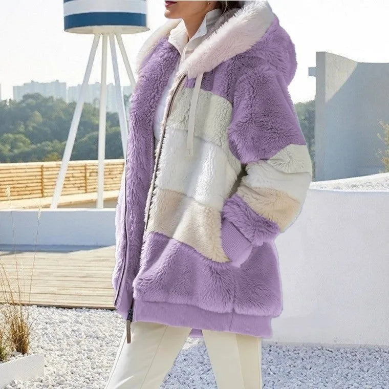 Oversized Hooded Jacket for Women - Autumn Winter Plush Coat 2023