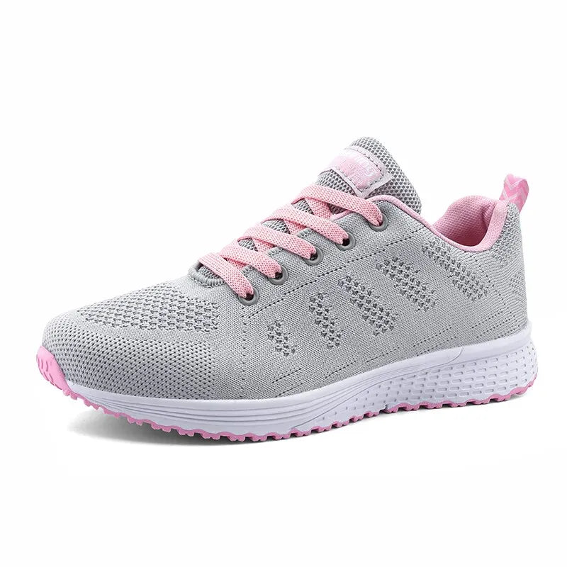 Women’s Casual Breathable Mesh Sneakers - White Flat Shoes